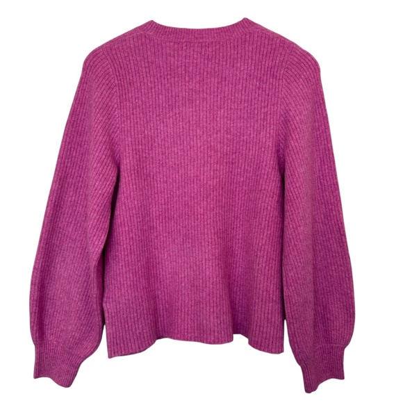 J. Crew Factory Pink Ribbed puff sleeve sweater in extra soft yarn Wool blend M - Picture 14 of 16